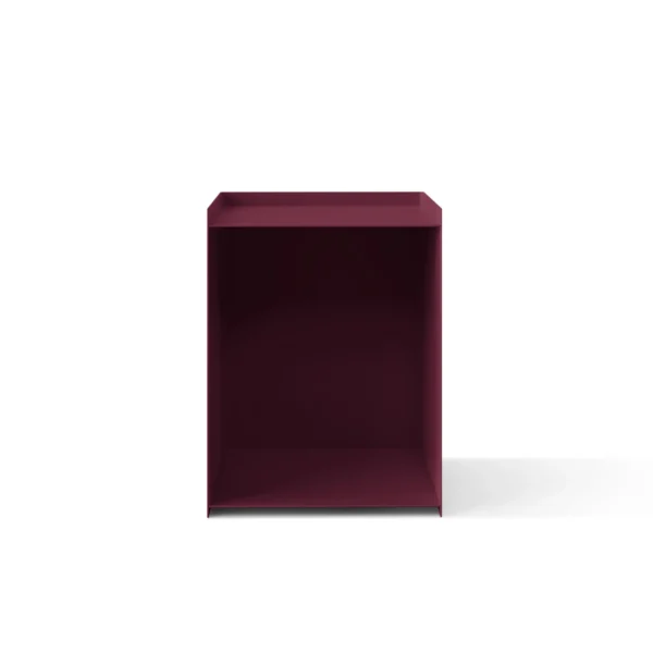 Natbord Micadoni Luca - bordeaux metal sengebord med indvendig opbevaring, kompakt 39,5Ã39,5 cm
